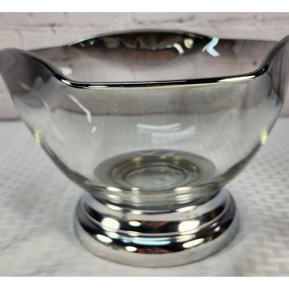 Dorothy Thorpe Silver Fade Rim Large Chip Fruit Bowl & 2 Small Dip Bowls Set MCM - Picture 4 of 10
